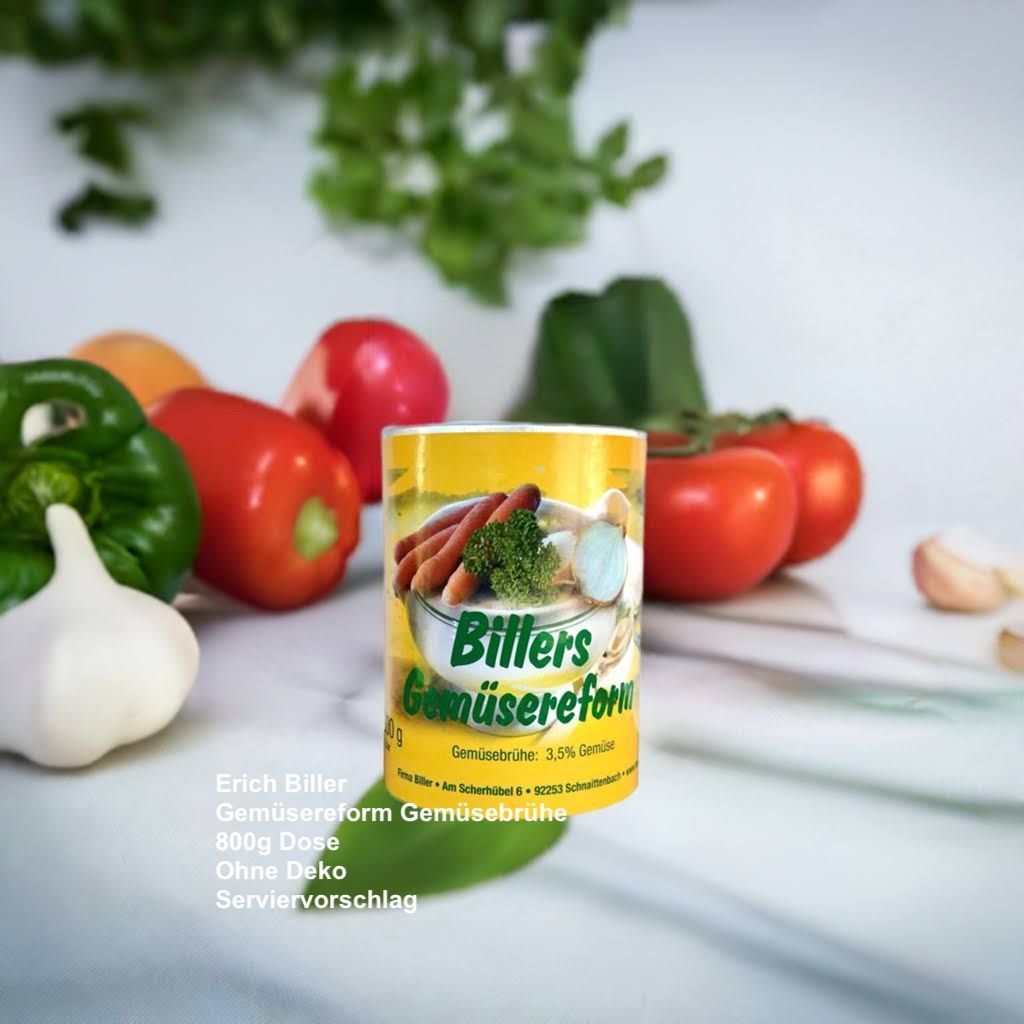 Erich Biller, Ehenbachtal.de, Gemüsereform, Gemüsebrühe, 800g Dose Erich Biller, Ehenbachtal.de, Gemüsereform, Gemüsebrühe, 800g Dose, Bio, Dipp, Sirup, Gewürzmischung, Pfannenbrot, Pfannkuchen, Muffin, Gewürzmischung, BB Cup, Pasta Avanti, Curry,