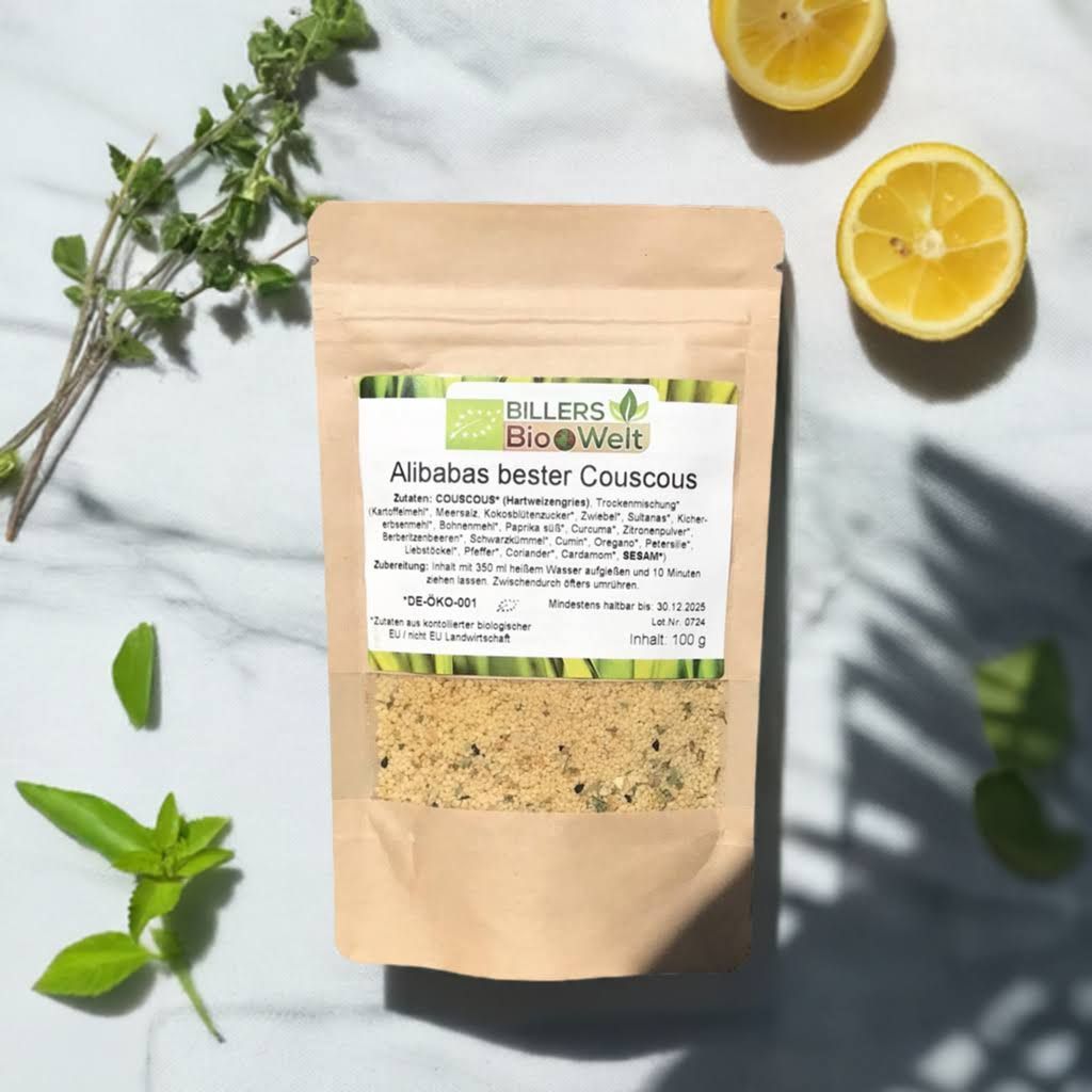 Erich Biller, Ehenbachtal.de, Bio Veggy Time Balibabas Bester Couscous, Fertiggericht Erich Biller, Ehenbachtal.de, Bio Veggy Time Balibabas Bester Couscous, Fertiggericht, Dipp, Sirup, Gemüsereform,  Pfannenbrot, Pfannkuchen, Muffin, Gewürzmischung, BB Cup, Pasta Avanti, Curry,