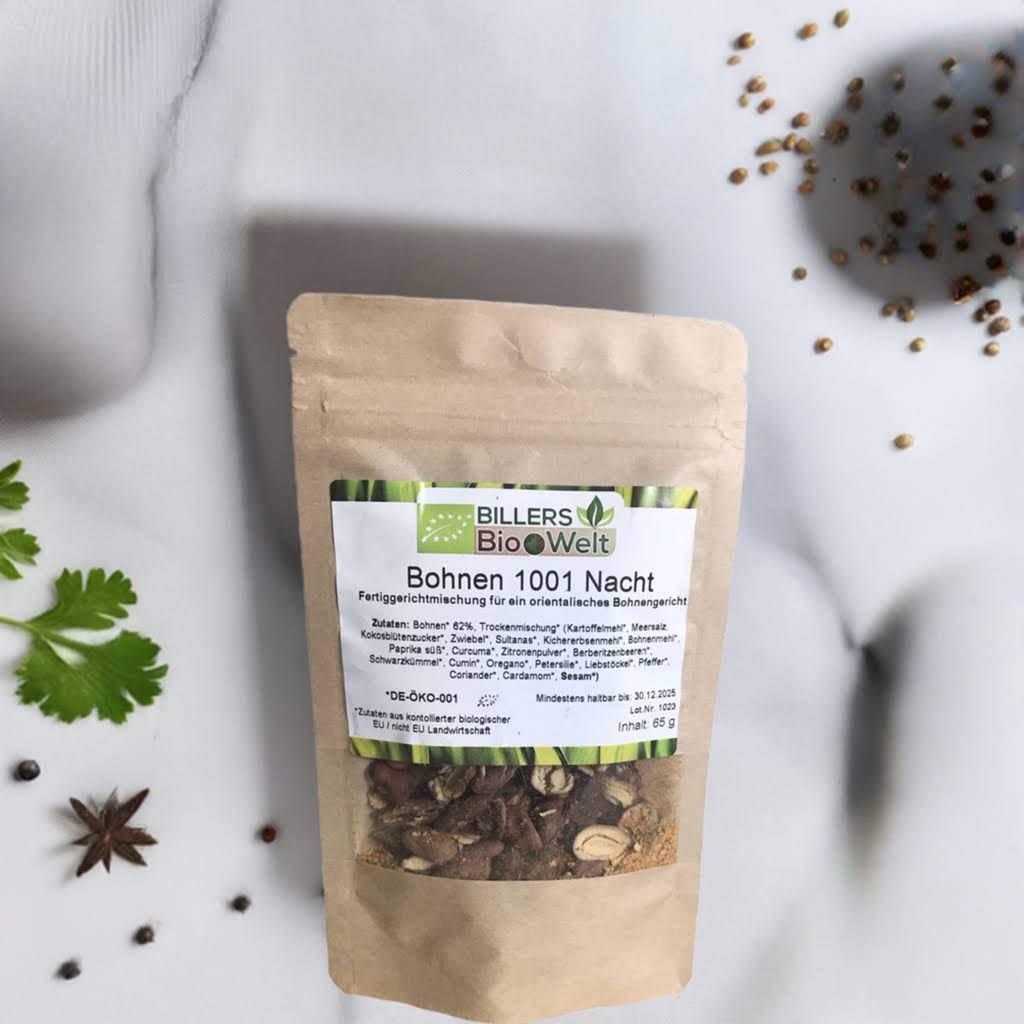 Verpackung Erich Biller Veggy Time Bohnen 1001 Nacht