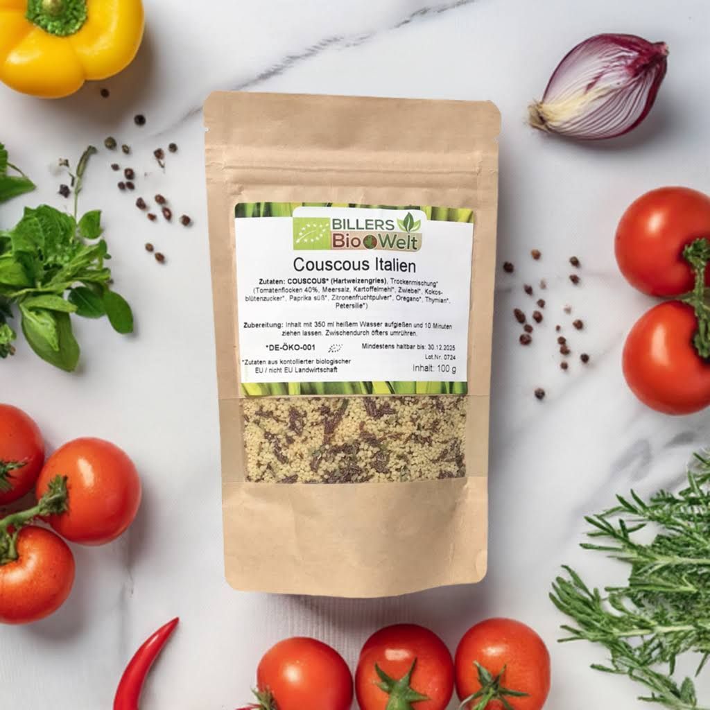 Erich Biller, Ehenbachtal.de, Bio Veggy Time, Couscous Italien, Fertiggericht, Bio Erich Biller, Ehenbachtal.de, Bio Veggy Time, Couscous Italien, Fertiggericht, Bio, Dipp, Sirup, Gemüsereform, Pfannenbrot, Pfannkuchen, Muffin, Gewürzmischung, BB Cup, Pasta Avanti, Curry,