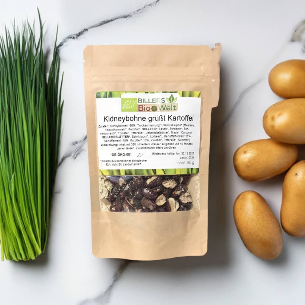 Verpackung Erich Biller Veggy Time Kidneybohne grüßt Kartoffel