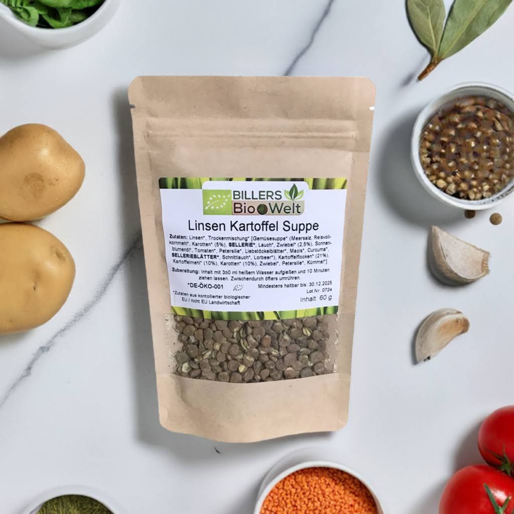 Verpackung Erich Biller Veggy Time Linsen Kartoffel Suppe