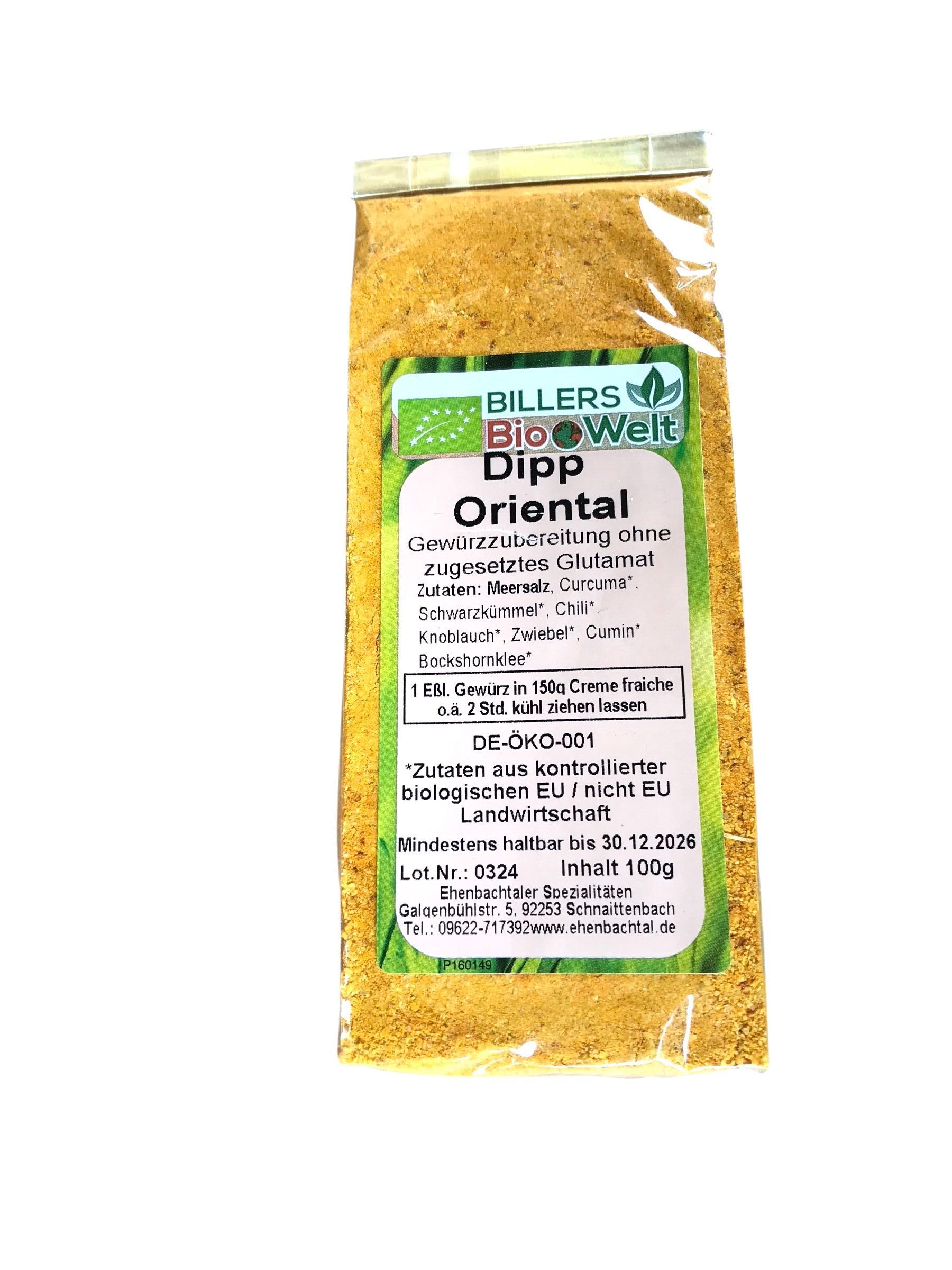 Erich Biller Bio Dipp Serviervorschlag Gewürzmischung Oriental