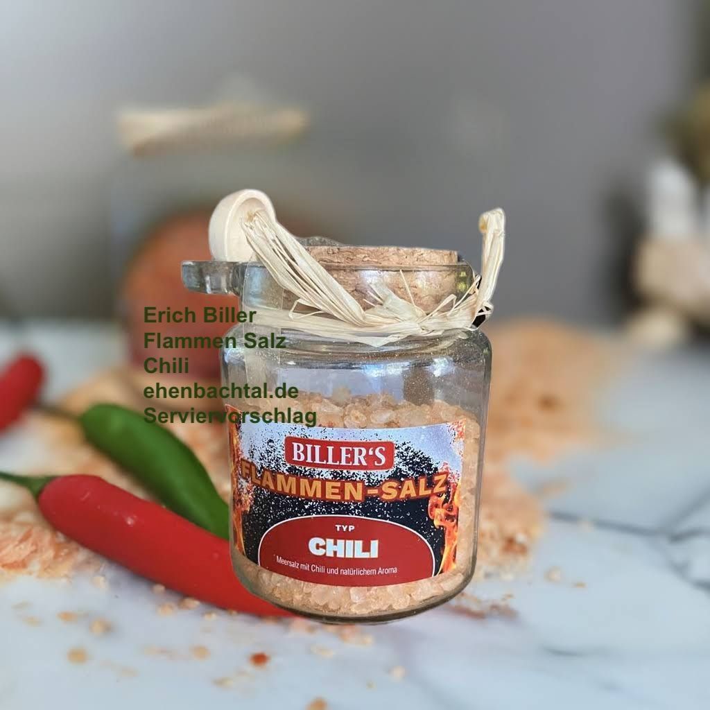 Erich Biller, Ehenbachtal.de, Flammen Salz Chili Glas 250g Erich Biller, Ehenbachtal.de, Gemüsereform, Gemüsebrühe, 200g, Dose, Bio, Dipp, Sirup, Gewürzmischung, Pfannenbrot, Pfannkuchen, Muffin, Gewürzmischung, BB Cup, Pasta Avanti, Curry,