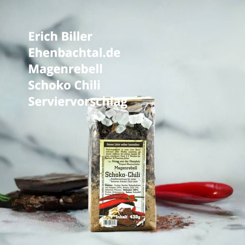 Erich Biller, Ehenbachtal.de, Ansatzmischung, Magenrebell Schoko Chili Erich Biller, Ehenbachtal.de, Ansatzmischung, Magenrebell Schoko Chili, Bio, Dipp, Sirup, Gemüsereform, Pfannenbrot, Pfannkuchen, Muffin, Gewürzmischung, BB Cup, Pasta Avanti, Curry,