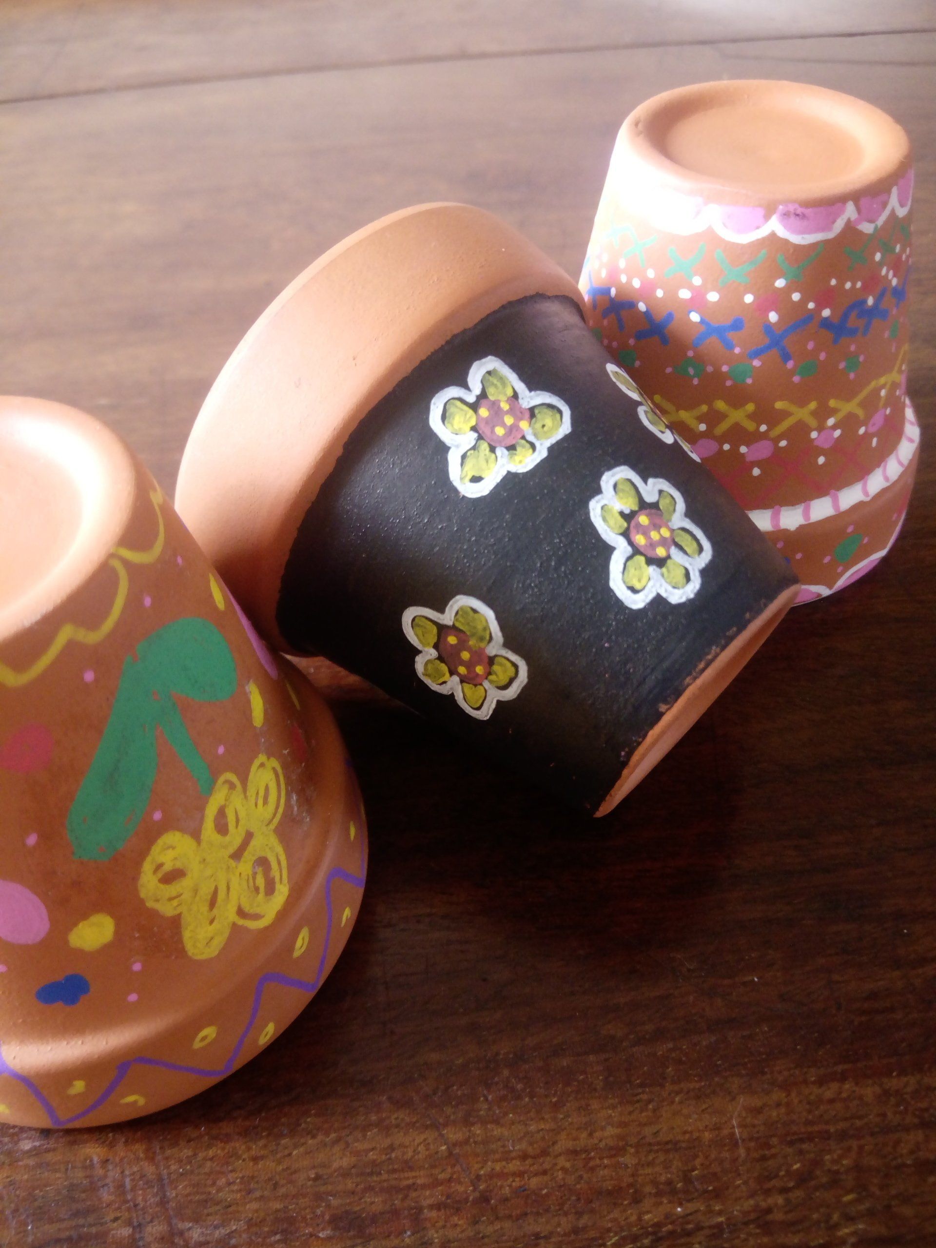 Painted terracotta pots