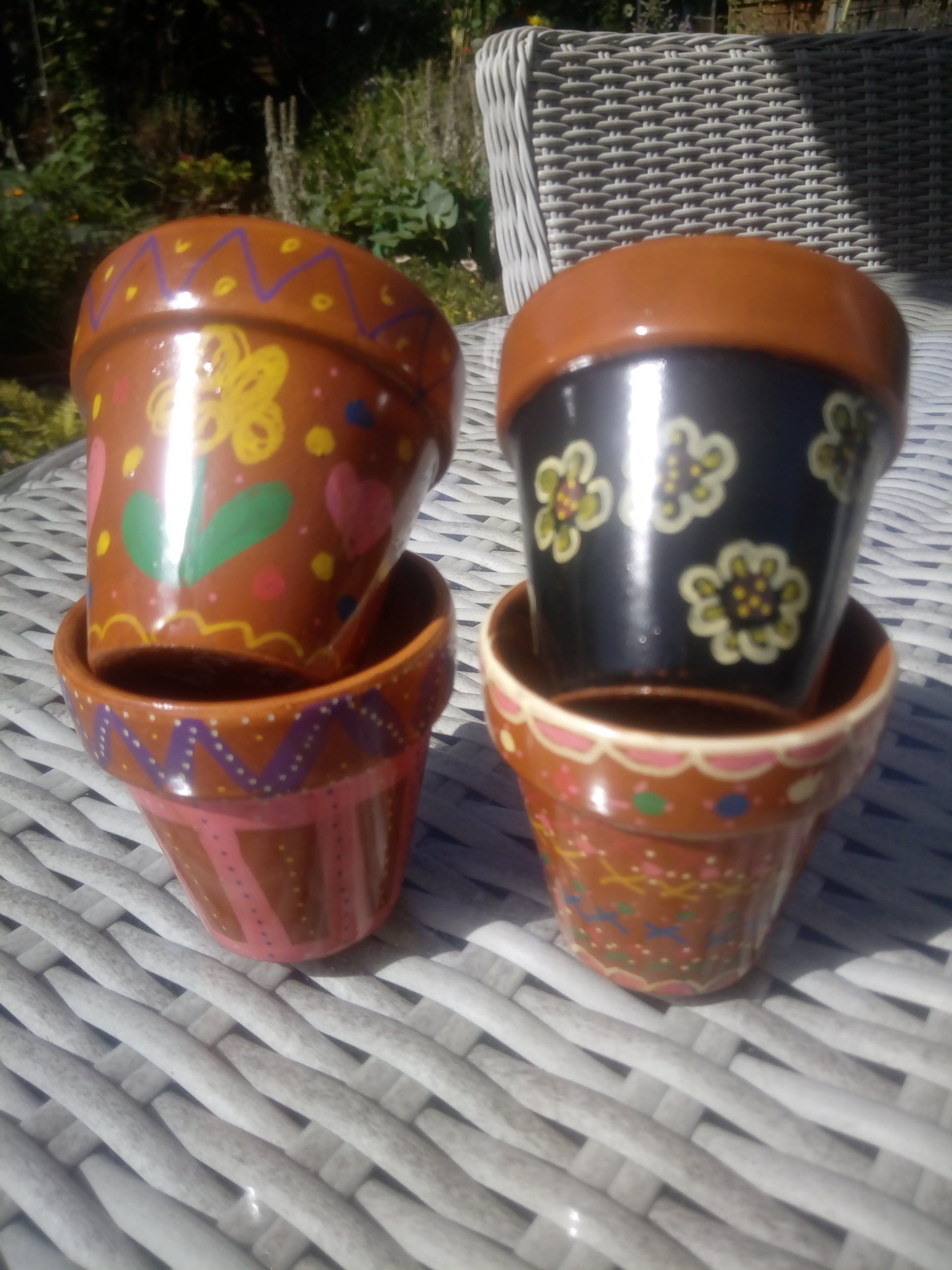 Painted and Varnished Terracotta Pots