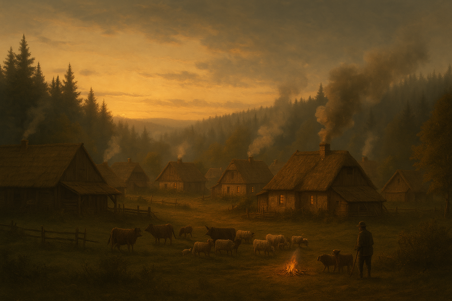 Neandertaler beim Wildkräuter sammeln.