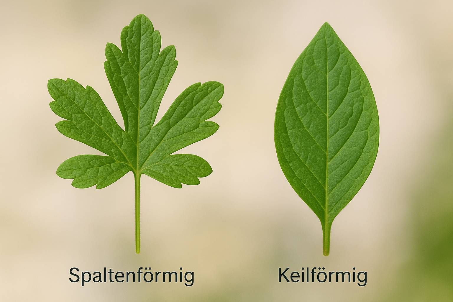 Blattform Spaltenförmig vs Keilförmig