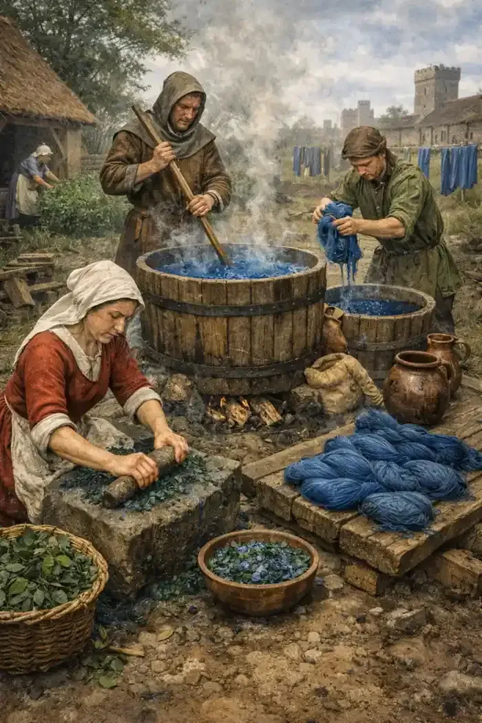 Traditionelle Waidfärbung