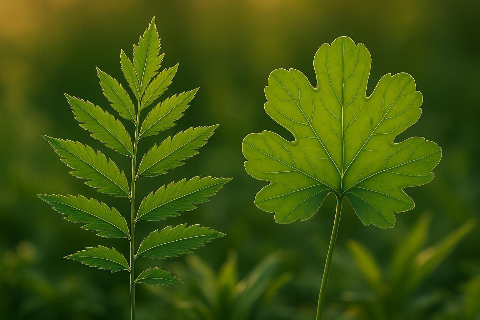 Wildkräuter sammeln - Gefiedert und gelapptes Blatt eines Wildkraut