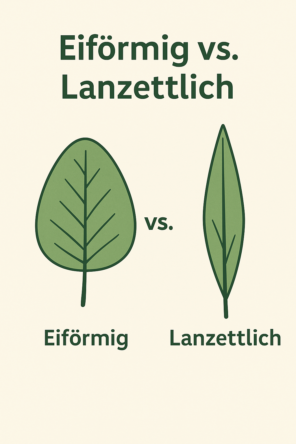 Eiförmiges und lanzettliches Blatt im Vergleich