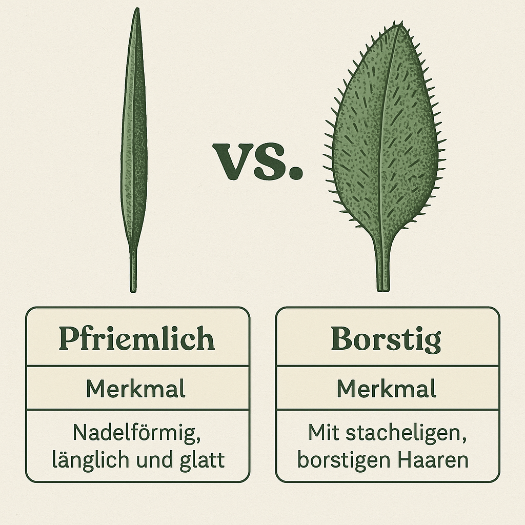 Vergleich pfriemliche vs. borstiger Blattform