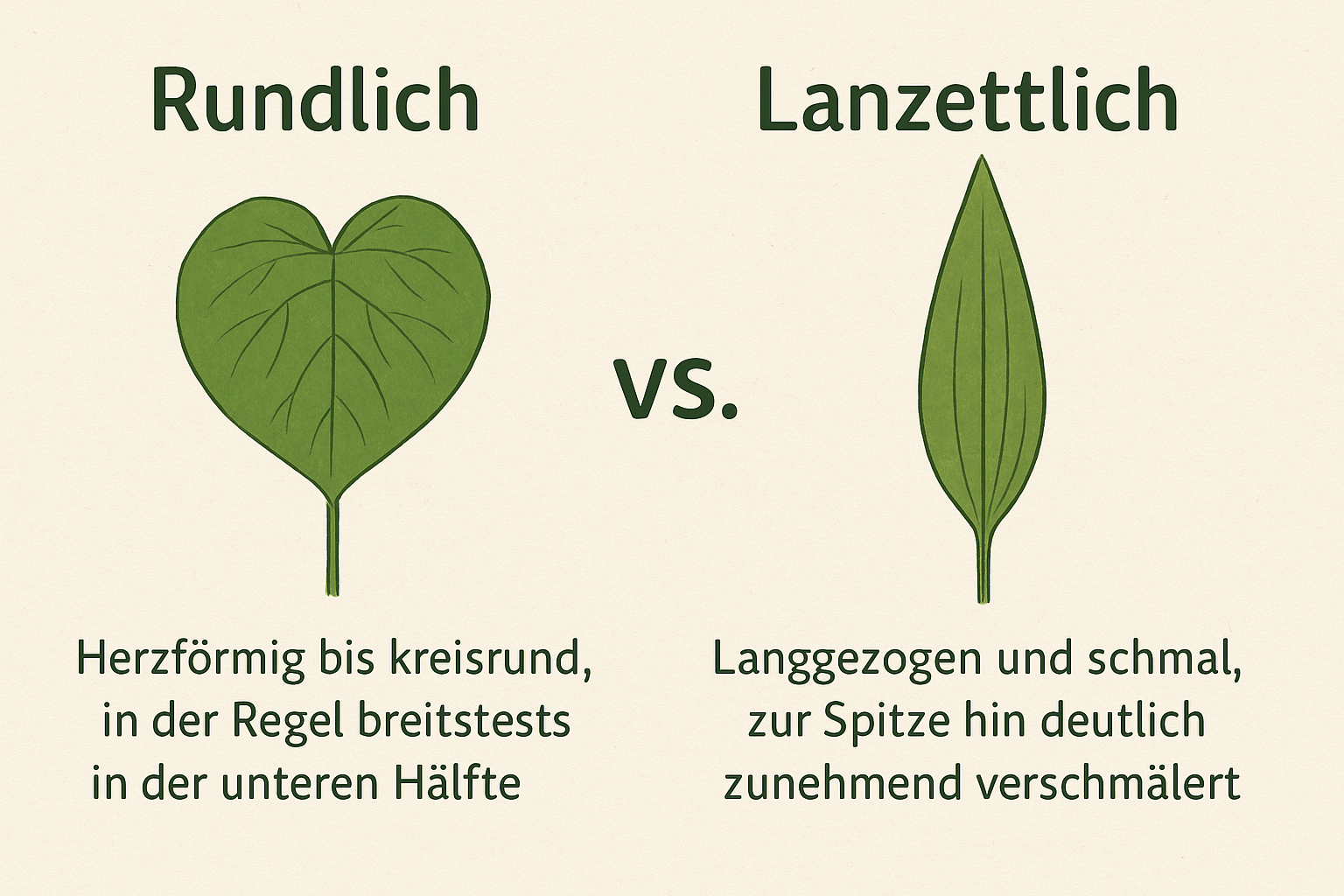 Vergleich Rundlich vs. Lanzettlich