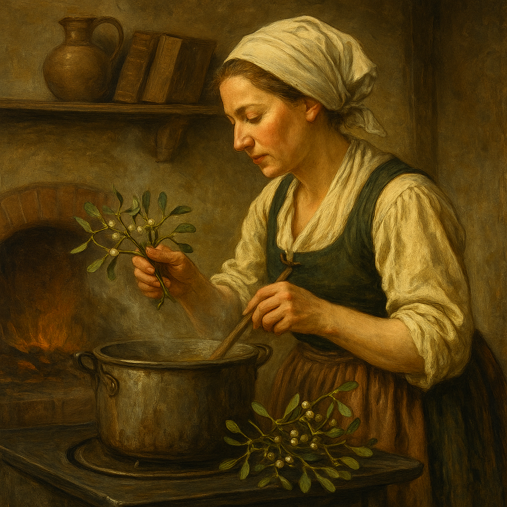 Frau bei der Herstellung von Mistelwasser