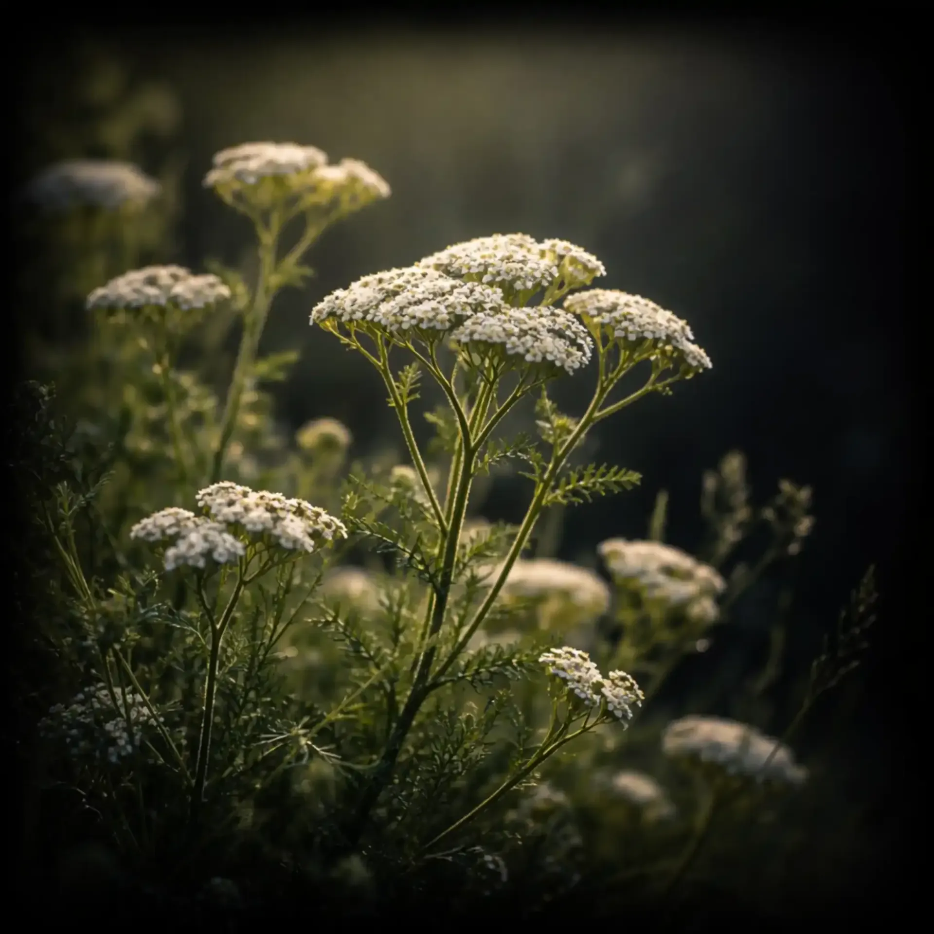 Lupe mit Wildkraut / Schafgarbe