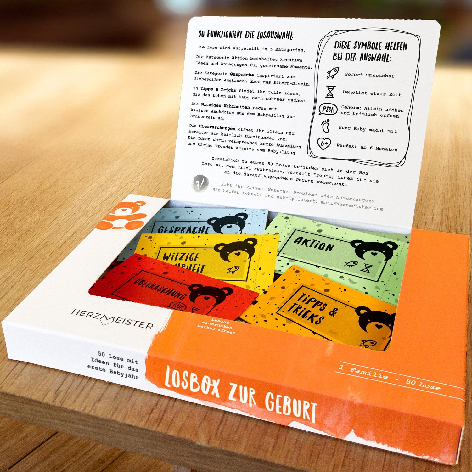 losbox zur geburt von herzmeister geschenk geschenkidee geburt