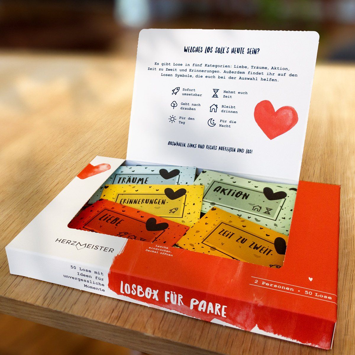 losbox für paare von herzmeister mit 50 Losen