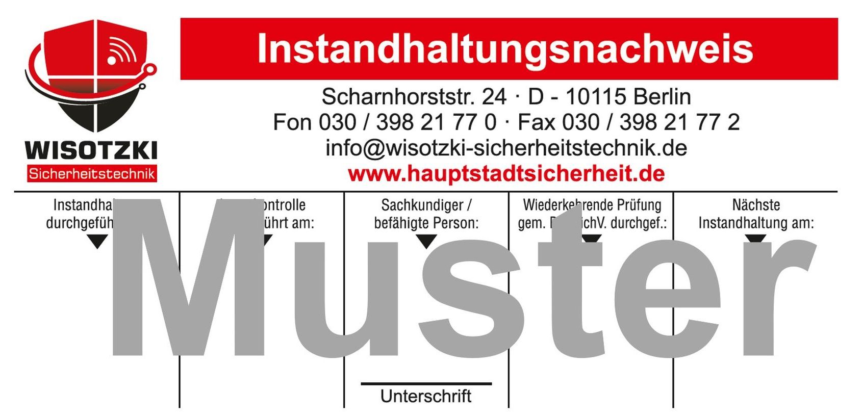 Instandhaltungsnachweis Instandhaltungsnachweis