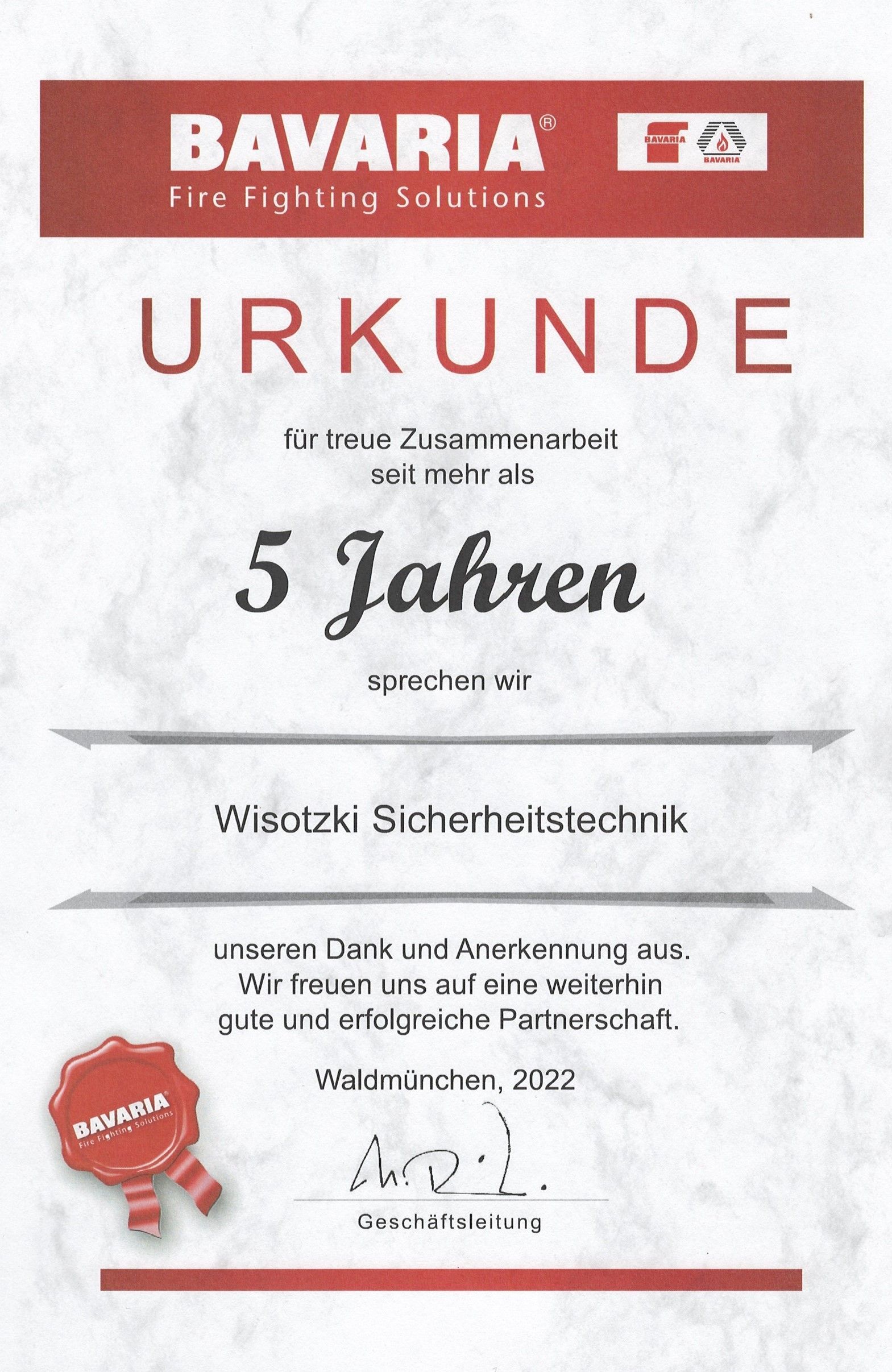 Bavaria Fachhändler-Urkunde – Wisotzki Sicherheitstechnik Berlin Bavaria Fachhändler-Urkunde – Wisotzki Sicherheitstechnik Berlin