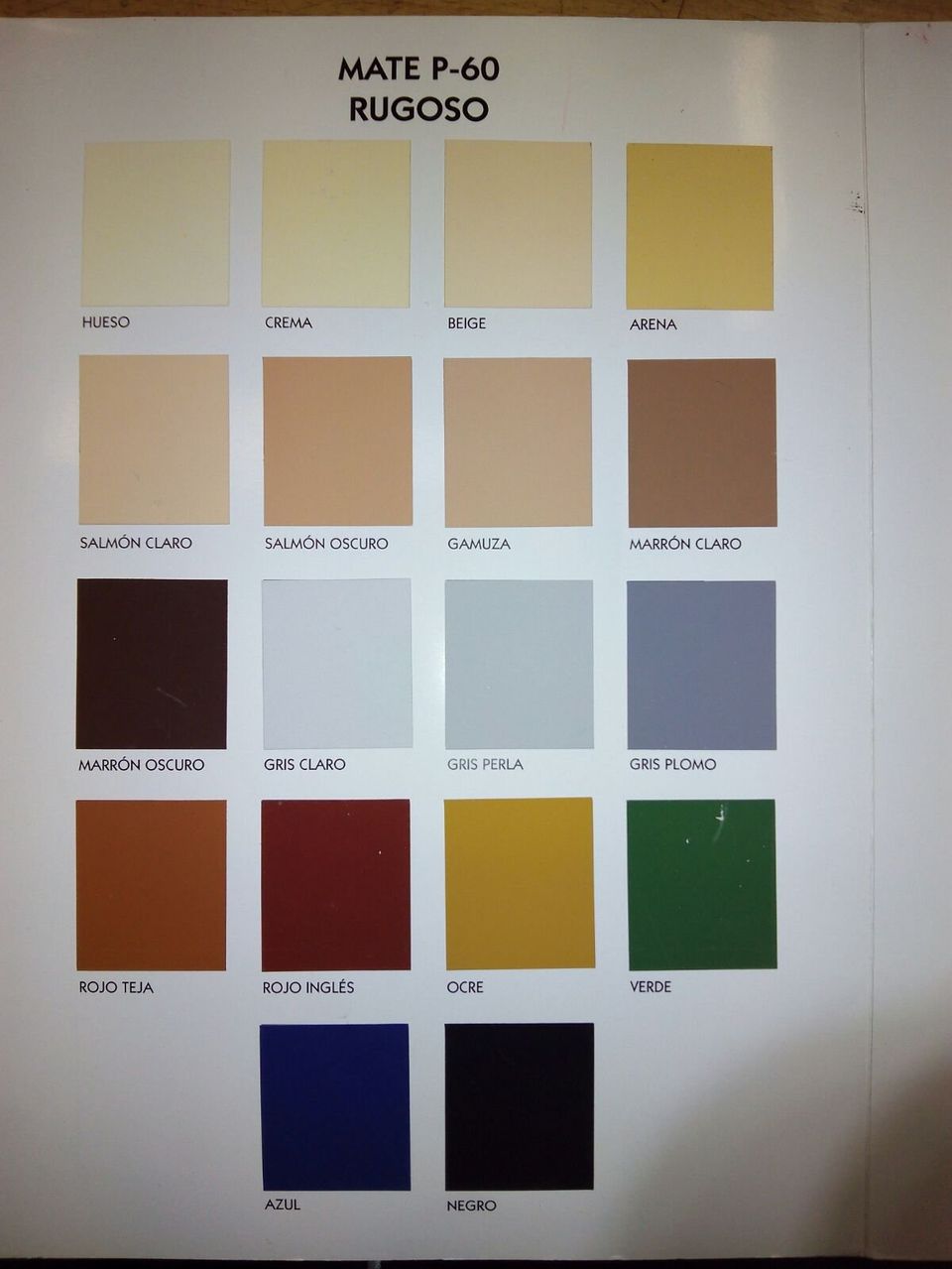 Carta de colores Mate Rugoso Carta de colores Mate Rugoso