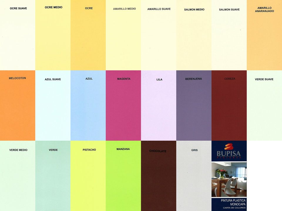 Carta de colores monocapa Bupisa Carta de colores monocapa Bupisa
