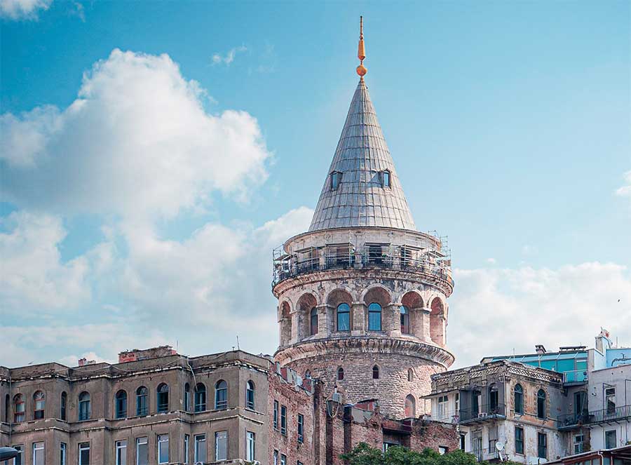 Galata Tower, Istanbul Galata Tower is a historic Genoese tower that dates back to the 14th century and has a huge cone-shaped construction that was erected at around 38 meters above sea level and rises to a height of 62 meters above its base. Our Turkey special deals welcome you to explore this ancient site.