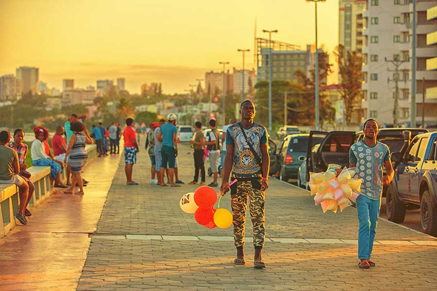Maputo's coastline and city skyline, Mozambique