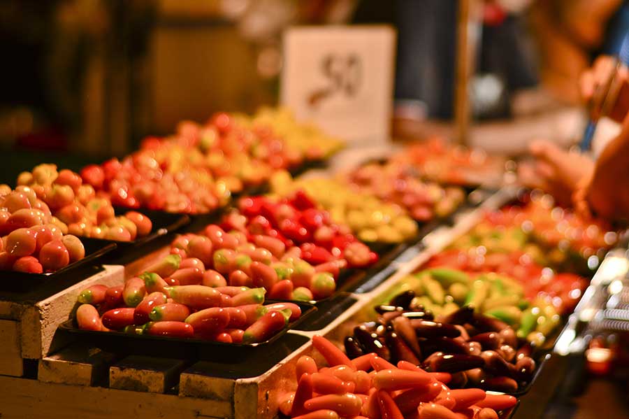 Fresh produce at a Phuket market stall Fresh produce at a Phuket market stall