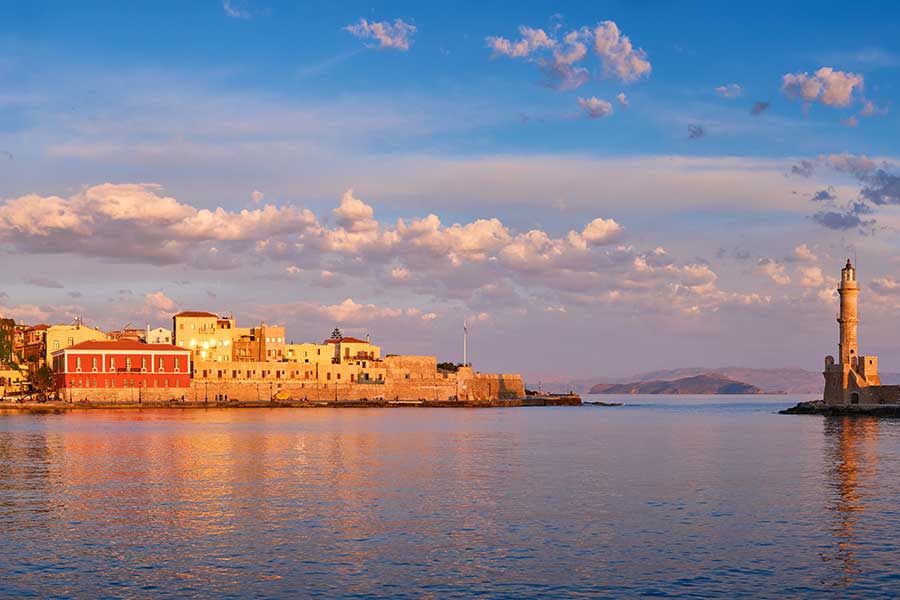 Venetian harbour and lighthouse in Chania, Crete Venetian harbour and lighthouse in Chania, Crete