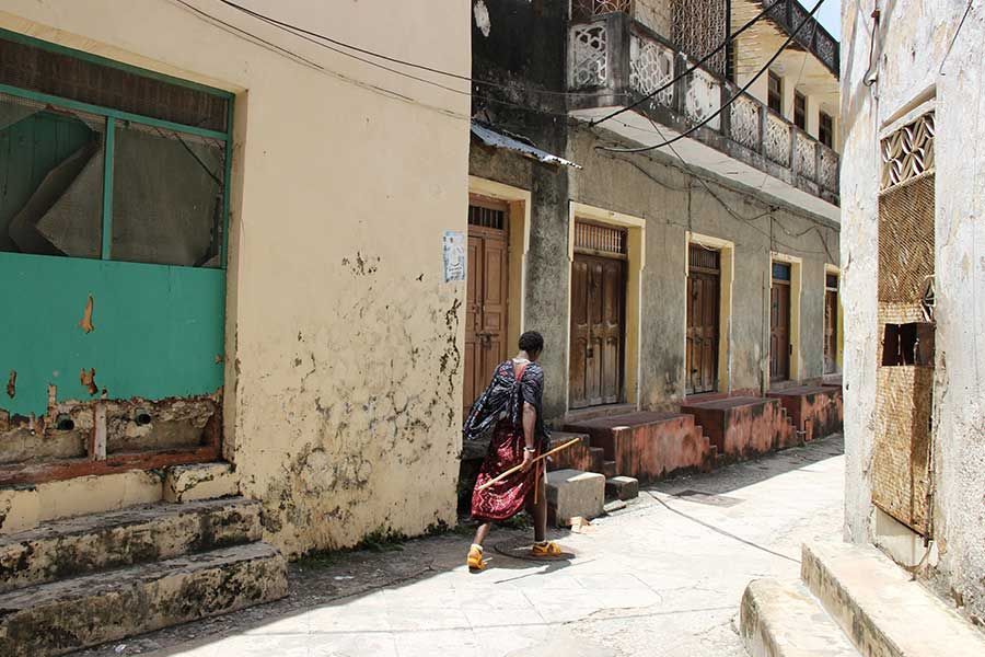 Traditional street and historic architecture in Zanzibar’s Stone Town. Traditional street and historic architecture in Zanzibar’s Stone Town.