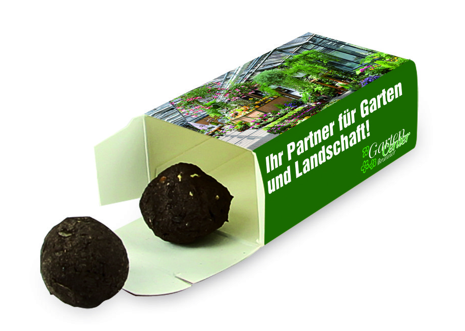 Graines dans mélange de terreau et d'argile. Elles poussent toutes seules Boule de fleur en boite - 2 pcs