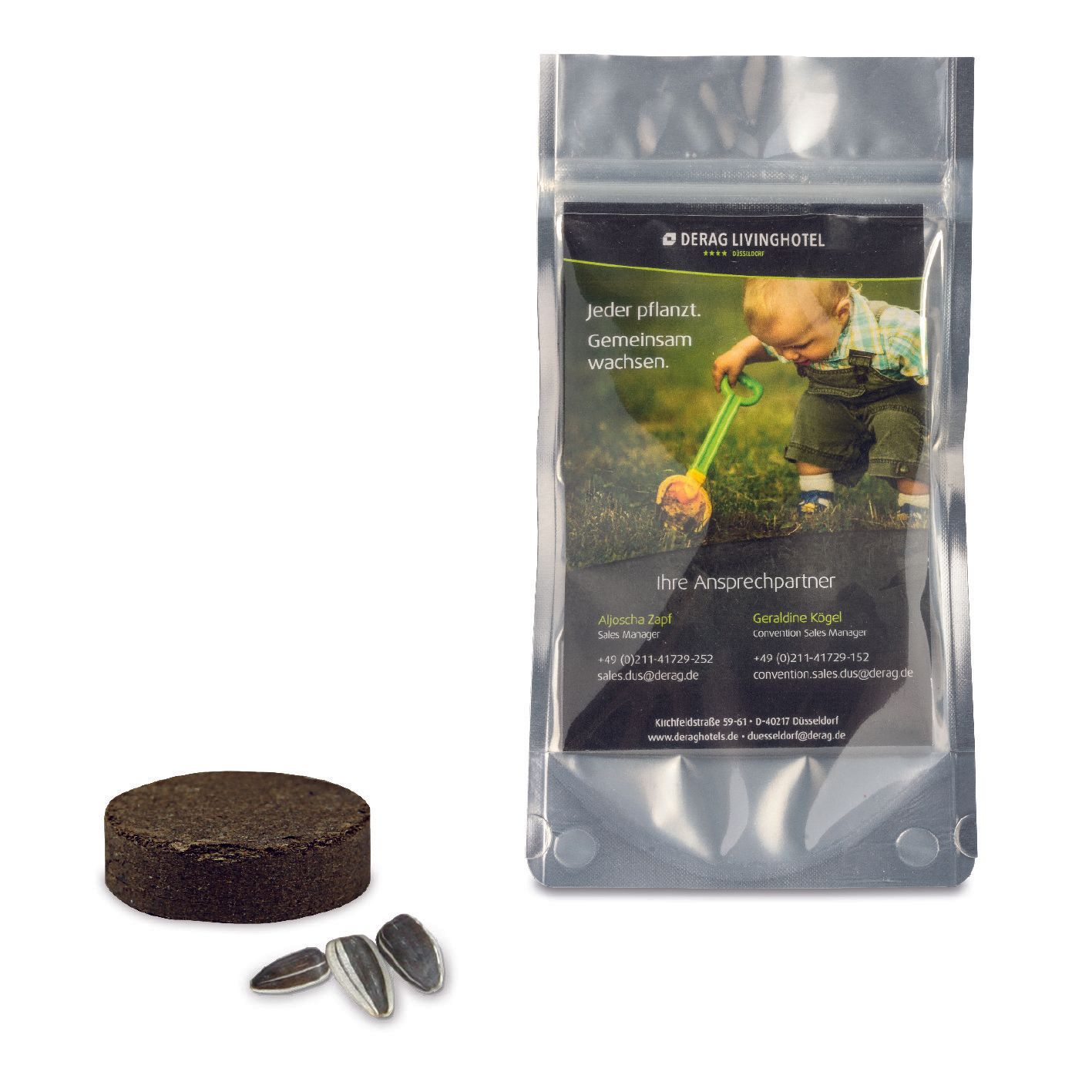 Livré avec une pastille de terreau compressé et 1 sachet de graines Jardin de poche