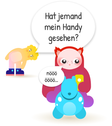 Comic: eine Person, die ihr Handy sucht und fragt: