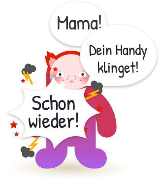 Comic: Ein Kind, dass wütend ist, dass das Handy der Mutter klingelt. Es sagt:
