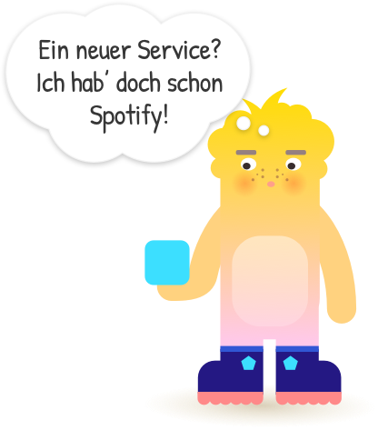 Comic: zeigt eine Person, die eine Box in der Hand hält und denkt: