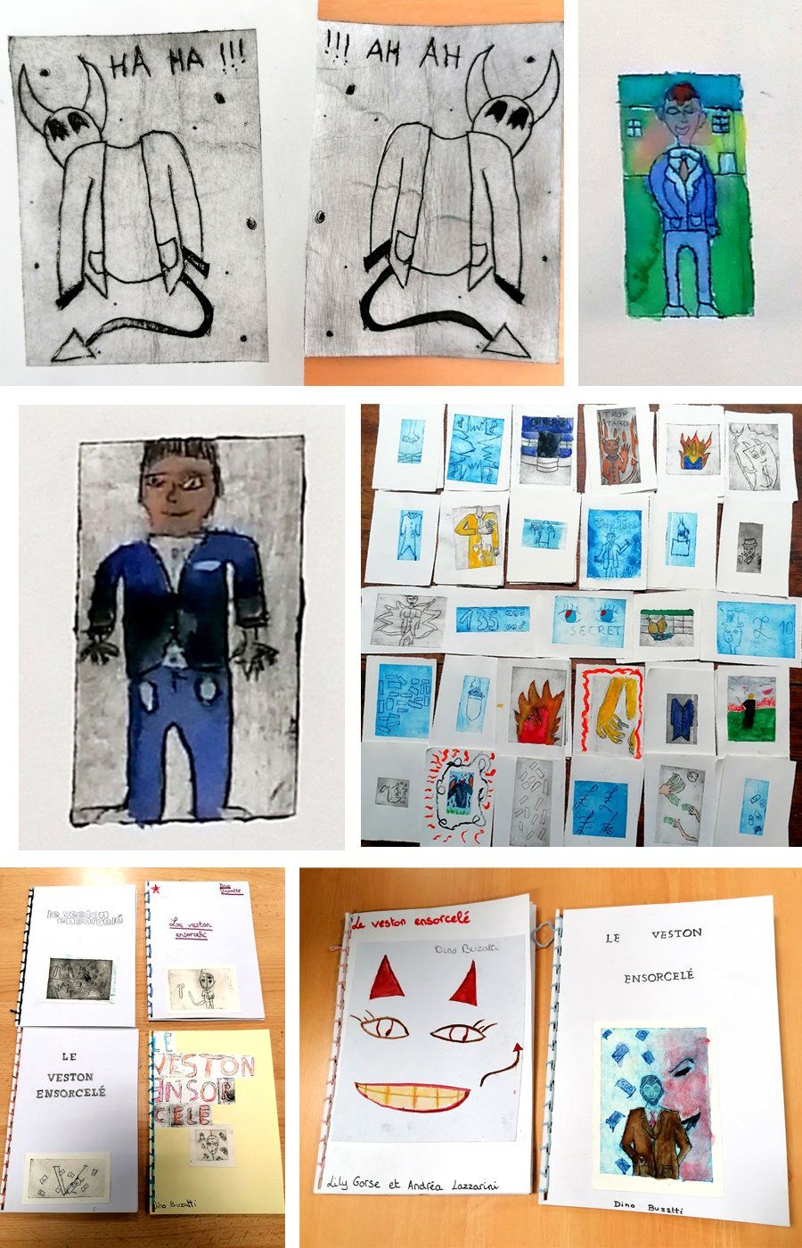 gravures sur tétrapack et reliures japonaise réalisés par les élèves du collège Les Arbouys à Magalas