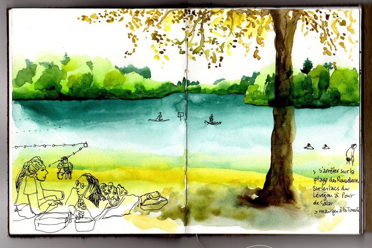 Aquarelle du réservoir de Pont de Salars