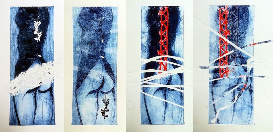 estampes de tétrapack et monotypes, gaufrages