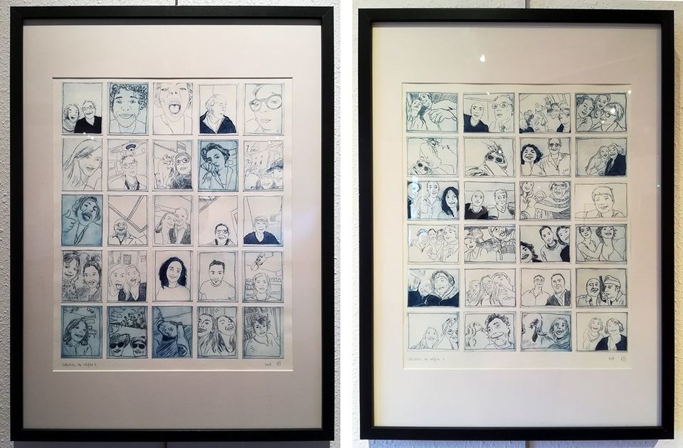 gravures sur tétrapack, estampes issues de selfies