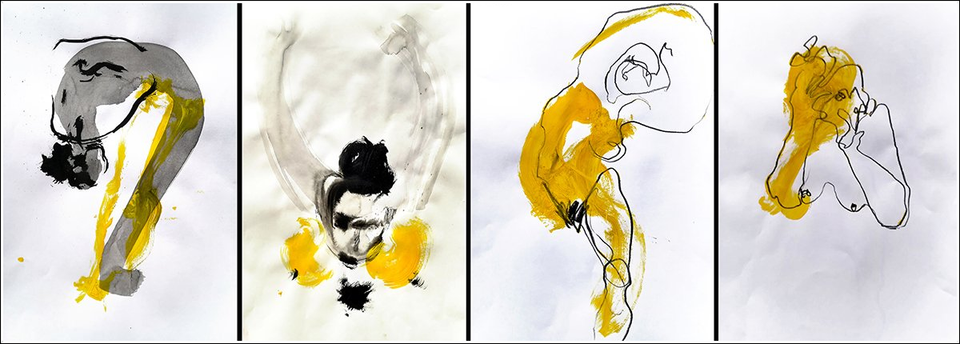 dessin de nu acrylique encre et mine graphite