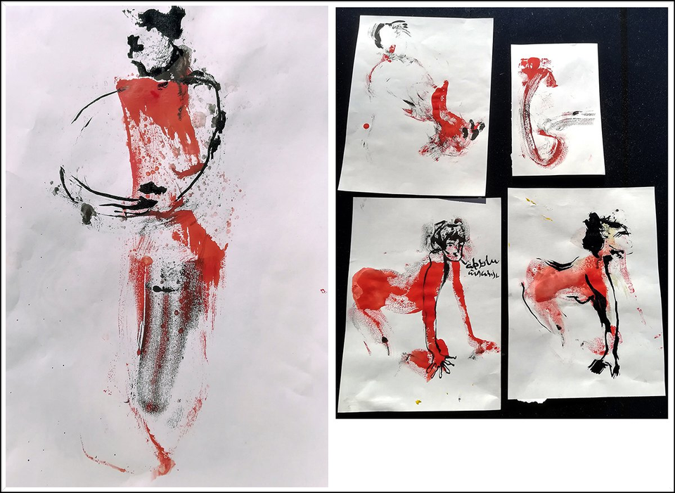 dessin de nu grâce au monotype et encre