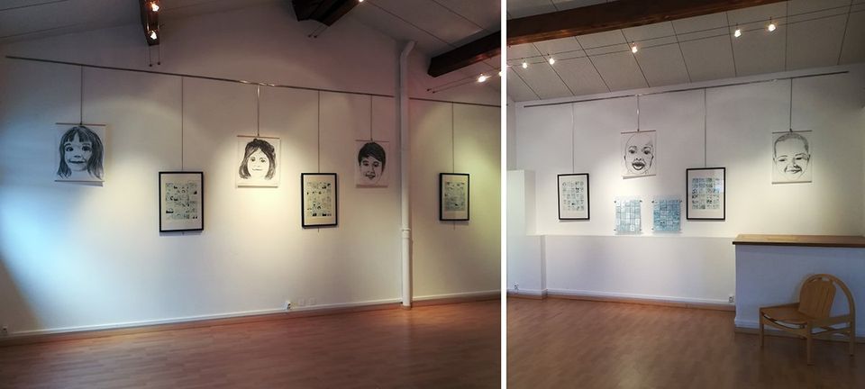 exposition Emmanuelle Jamme à la médiathèque de Gignac vue d'ensemble