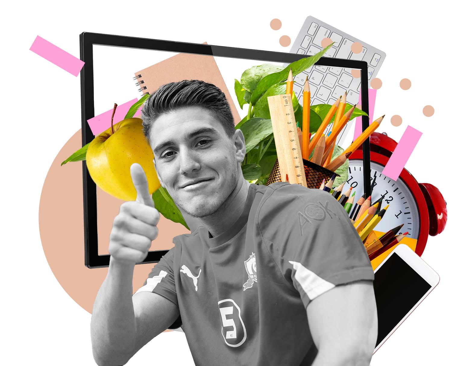 Collage eines Schülers zum Büromanager des OSZ Bürowirtschaft 1 aus dem Sportunterricht