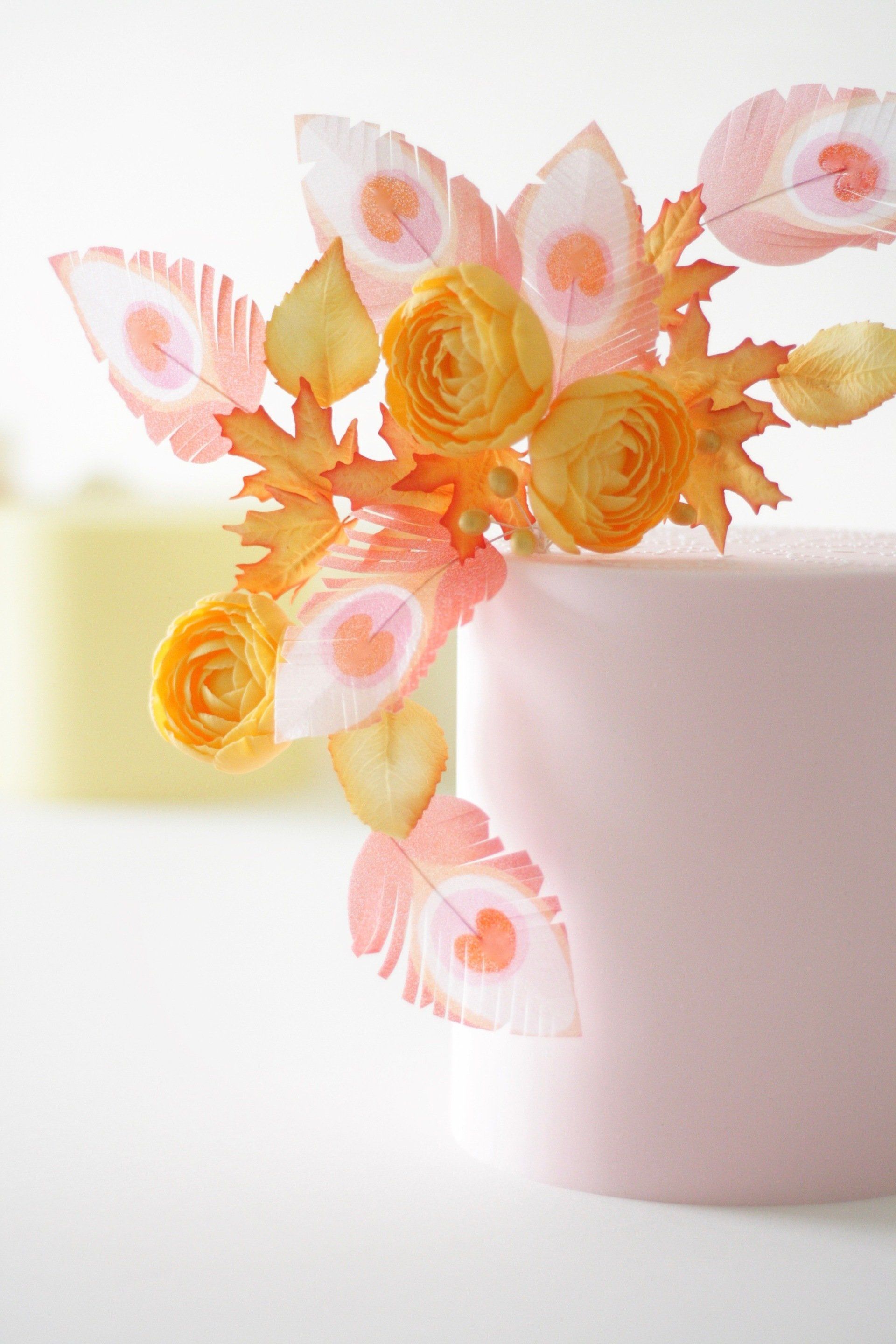 Feather and sugar rose cake