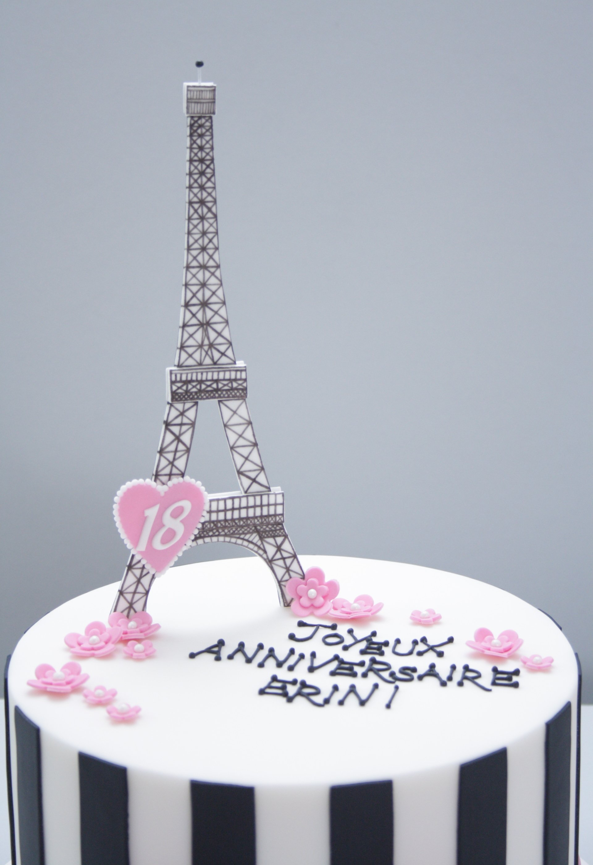 Eiffel tower hand painted cake topper
