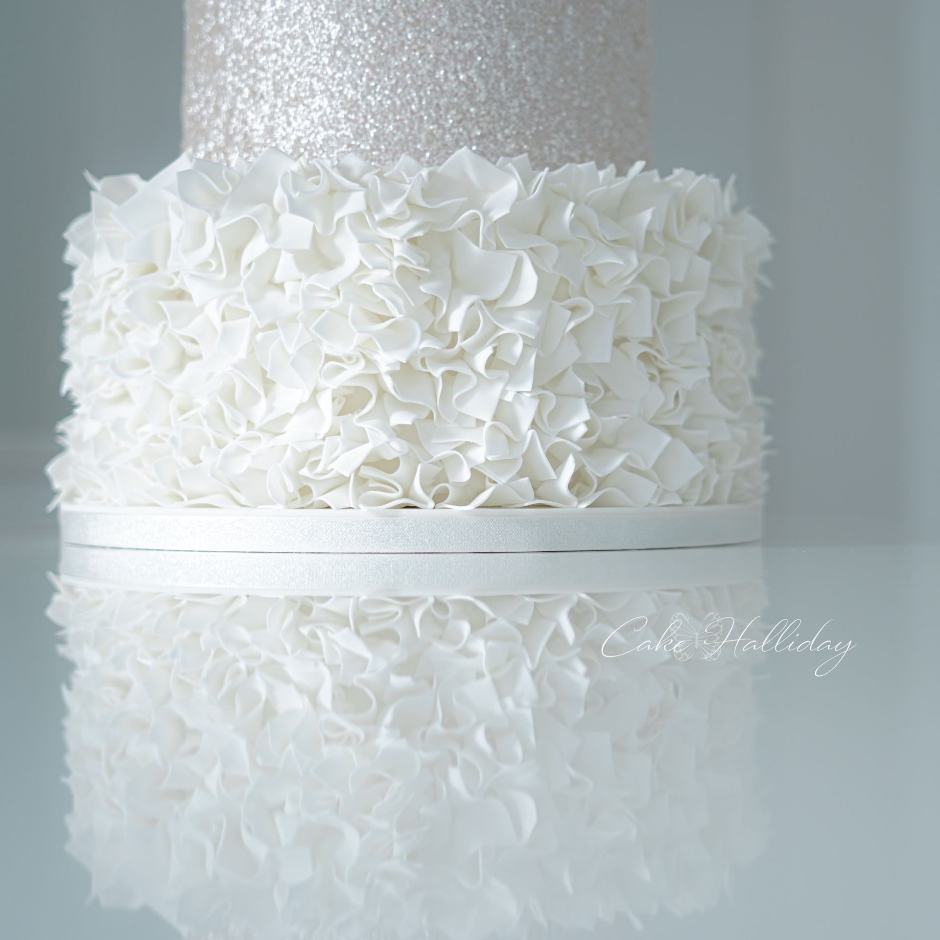 White wedding cake ruffles