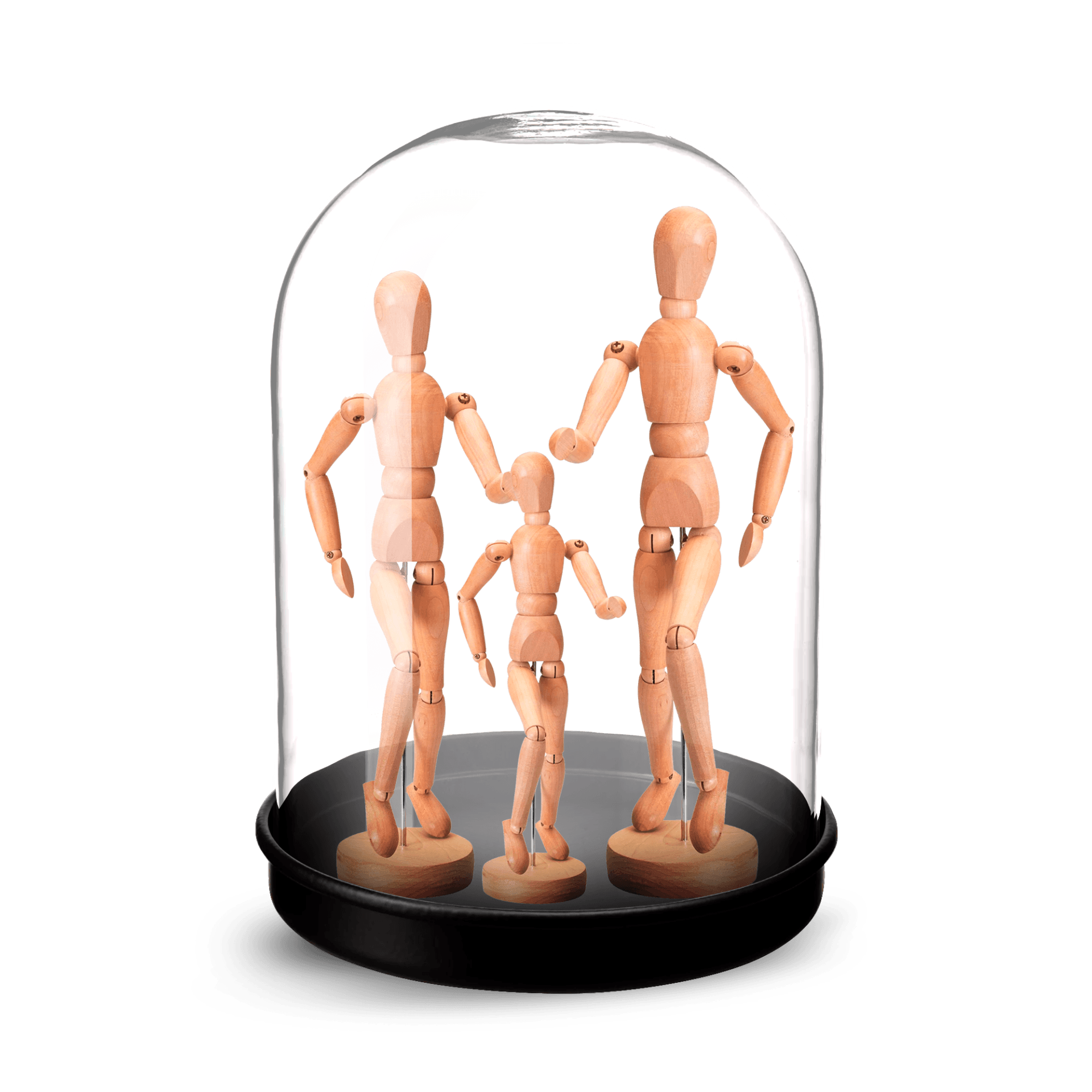 familia de muñeco de madera