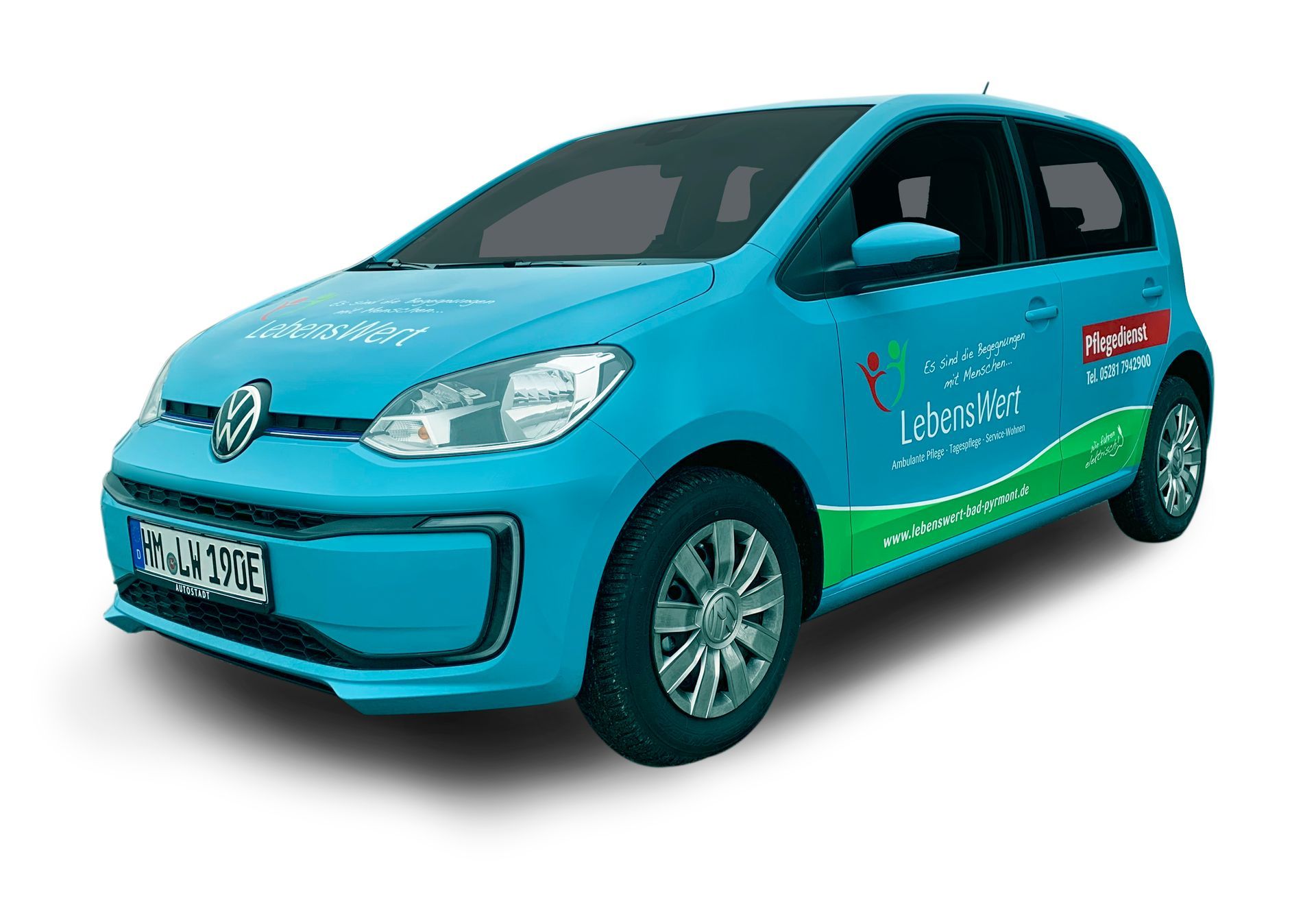 Lebenswert Bad Pyrmont, Ambulante Pflege, Seniorenpflege, Häusliche Krankenpflege, kümmern, Unterstützung, Betreeung im Alter, Senioren, Körperpflege, Verhinderungspflege, Haushaltshilfe, VW Up, VW Polo, Mobile Pflege, Altenpflege, Fahrzeugflotte, Fahrzeugfolierung