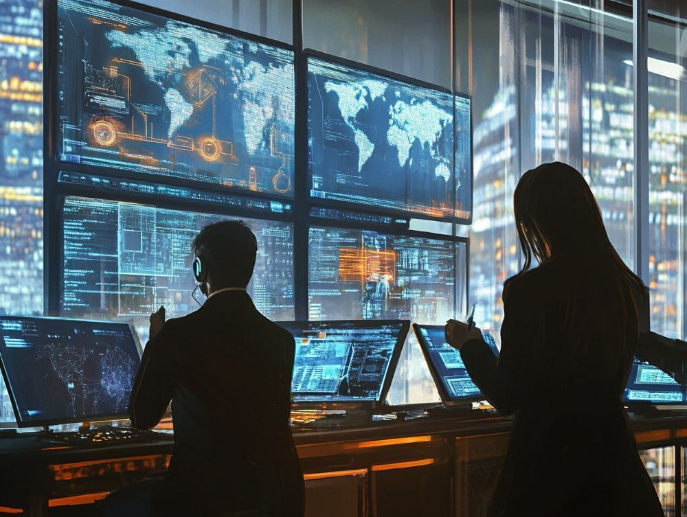 Mitarbeiter vor Bildschirmen